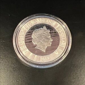 2019 Cayman Islands Silver Dollar Coin - Silver Tone